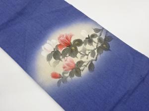 作家物　手織り紬金彩手描き洋花模様名古屋帯